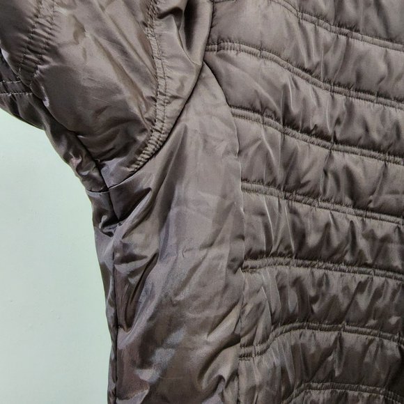 Marker brown puffy coat with faux fur lining woman's size extra large w/scarf - Picture 4 of 12